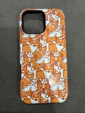 Corgi Pattern iPhone 16 Pro Max hard Case - Orange & White